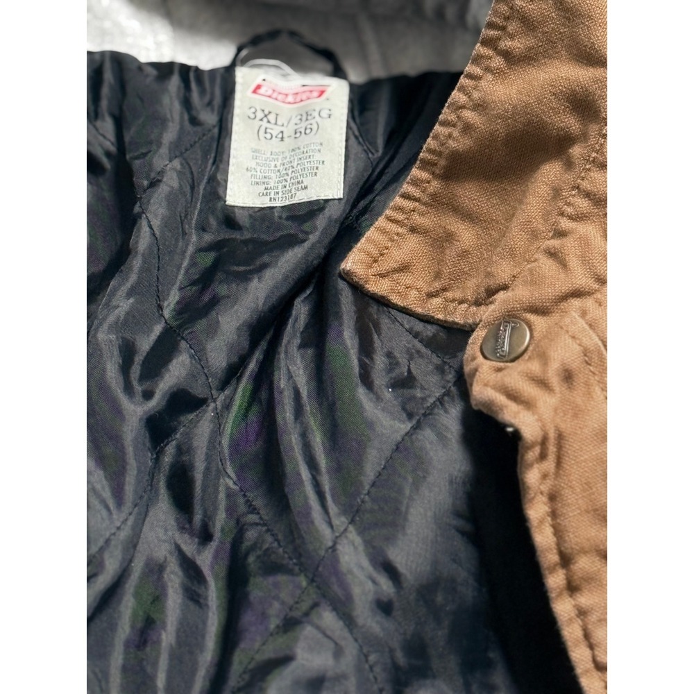 Dickies Men's Hooded Insulated Work Jacket 3XL (54–56) Brown Canvas Quilt Lined - Picture 8 of 12